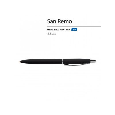 Ручка SAN REMO шариковая  автоматическая, черный металлический корпус, 1.00 мм, синяя-1