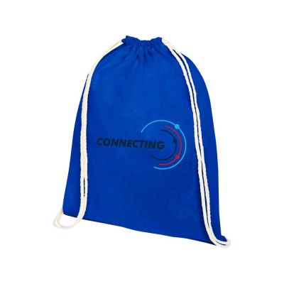Рюкзак со шнурком Tenes из хлопка плотностью 140 г/м2, синий-2