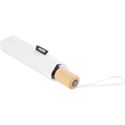 Birgit, складной ветроустойчивой зонт диаметром 21 дюйм из переработанного ПЭТ, белый-3