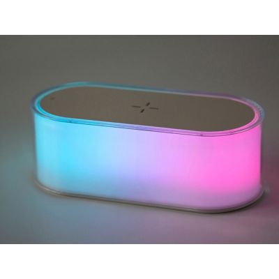 Ночник с беспроводной зарядкой и RGB подсветкой Miracle, 15 Вт, белый-13