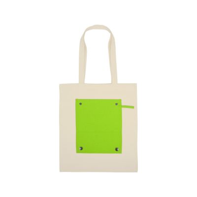 Складная хлопковая сумка для шопинга Gross с карманом, зеленое яблоко-10