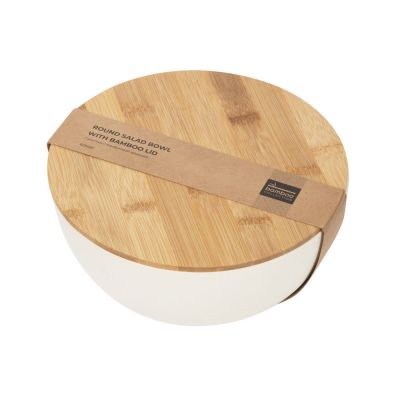 Салатник Bowl с бамбуковой крышкой, бежевый-7