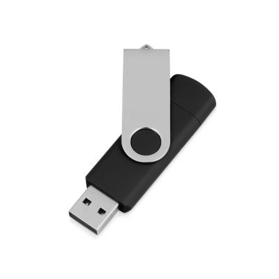 USB/micro USB-флешка 2.0 на 16 Гб Квебек OTG, черный-1