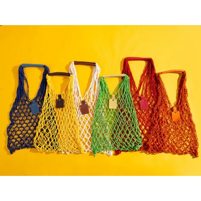 Авоська Dream М old style 15 литров с кожаными ручками, желтый (7)-5