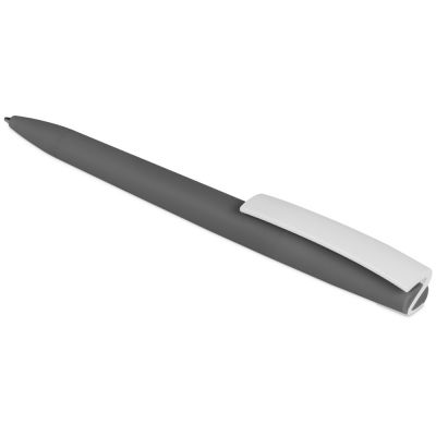Ручка пластиковая soft-touch шариковая Zorro, серый/белый-4