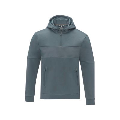 Мужской свитер анорак Sayan на молнии на половину длины с капюшоном, steel grey-1