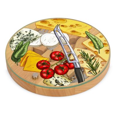 Набор для сыра Rendezvous круглый, со стеклянной крышкой-3