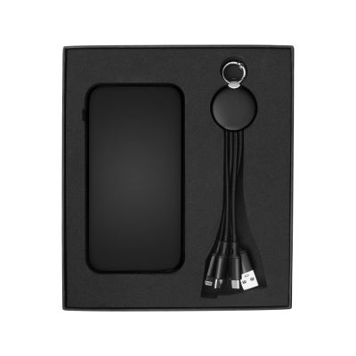 Набор из внешнего акуумулятора и универсального кабеля с подсветкой лого Reserve LED, 10000mAh, черный-14