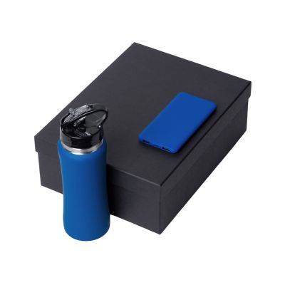 Подарочный набор с бутылкой для воды и повербанком С1, 5000 mAh, синий-1