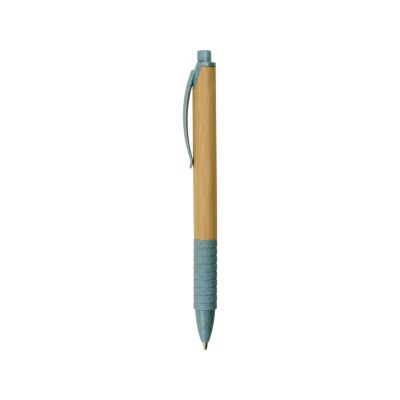 Ручка из бамбука и переработанной пшеницы шариковая Nara, бамбук/синий-2