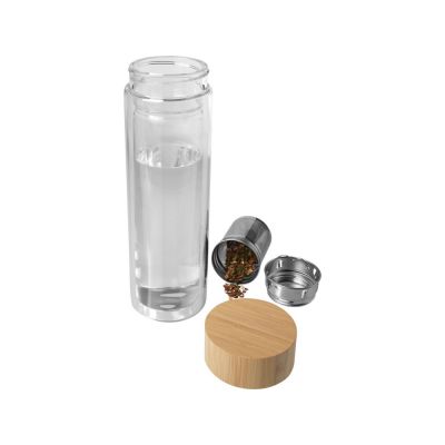 Bailey бутылка с емкостью для заваривания из борсиликатного стекла емкостью 400 мл с бамбуковой крышкой - прозрачный-3