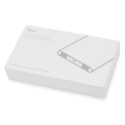 Портативное зарядное устройство с белой подсветкой логотипа Faros, soft-touch, 4000 mAh-7