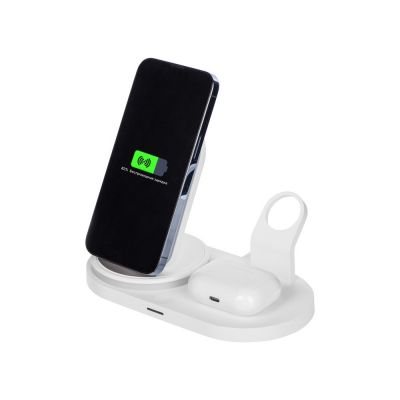 Складная зарядная станция с беспроводной зарядкой Flashport, 15 Вт, белый-4