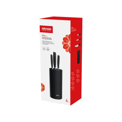 Набор из 3 кухонных ножей в универсальном блоке,  NADOBA, серия UNA-7
