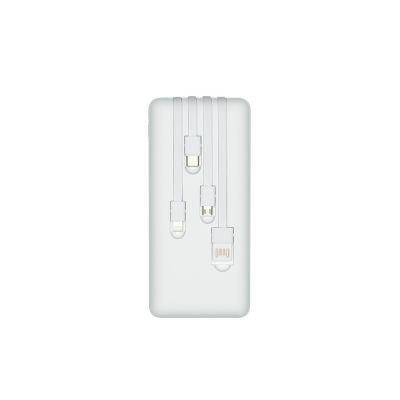 RIVACASE VA2220 (20000 мАч) внешний аккумулятор с дисплеем и встроенными кабелями, белый, 12/24-2