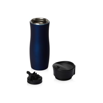 Вакуумная термокружка с кнопкой Streamline, Waterline, soft-touch, тубус, темно-синий-3