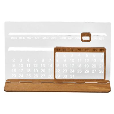 Вечный календарь Evermore 210х127 мм: фанера 3 мм, орг стекло 4 мм, упаковка в плотный крафт конверт-1