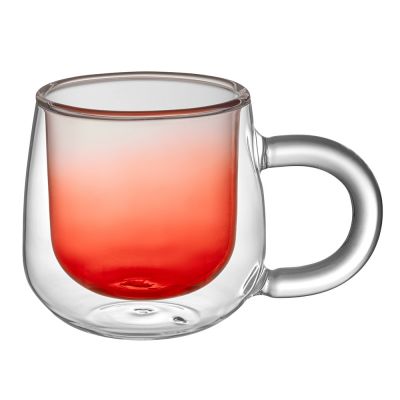 Кружка с двойными стенками с широкой ручкой и градиентным покрытием Fog, красный-1