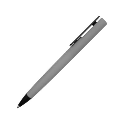 Ручка пластиковая soft-touch шариковая Taper, серый/черный-2