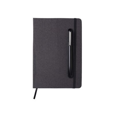 Набор блокнот А5 с магнитным держателем для ручки и подставкой для телефона и металлической шариковой ручкой NotaBene, черный-2