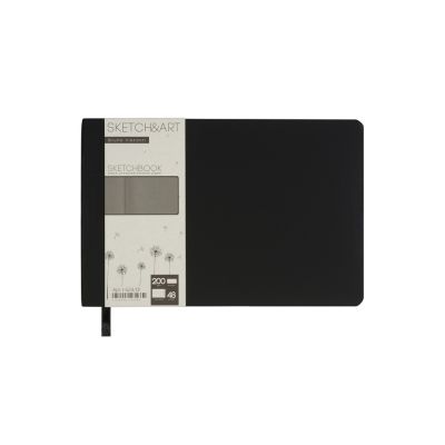 Скетчбук Sketch & Art в мягком переплете 210х140 мм, 48 л. черной бумаги 200 гр., черный-1