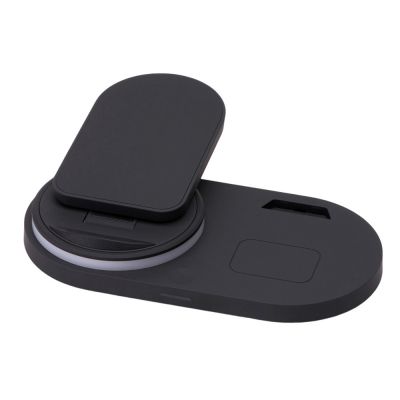 Складная зарядная станция с беспроводной зарядкой Flashport, 15 Вт, черный-2