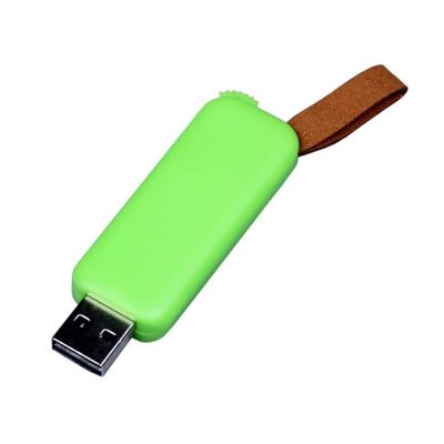 USB-флешка промо на 64 Гб прямоугольной формы, выдвижной механизм, зеленый-0
