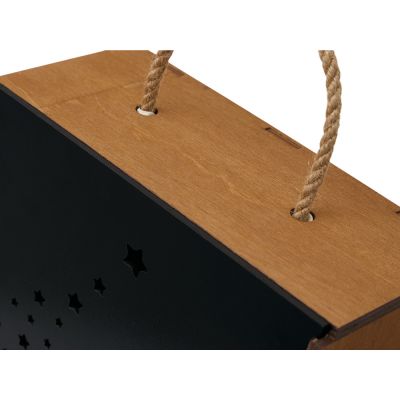 Подарочная коробка из фанеры Constellation 330х220х100 мм, фанера 6 мм, крышка на выдвижных пазах черная ЛХДФ 3 мм, бечевка-7