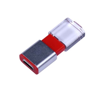 USB-флешка промо на 32 Гб прямоугольной формы, выдвижной механизм, красный-1