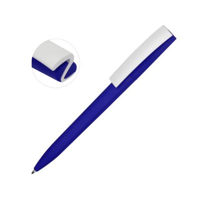 Ручка пластиковая soft-touch шариковая Zorro, синий/белый-0