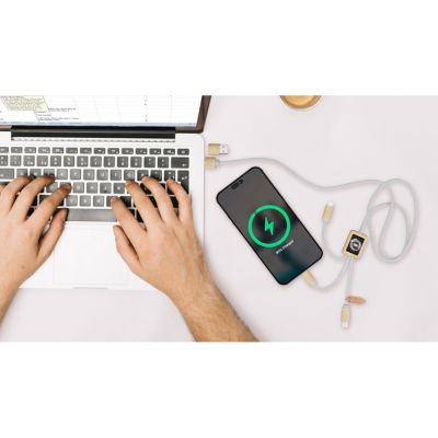 Кабель для зарядки 5-в-1 SCX.design C49 - Светло-коричневый с белой подсветкой-4