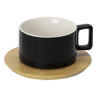 Набор чашка с бамбуковым блюдцем Sheffield, черный-0