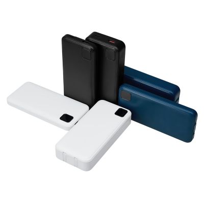 Внешний аккумулятор со встроенными кабелями Фрэйм Про, быстрая зарядка, 20000мач, черный-7