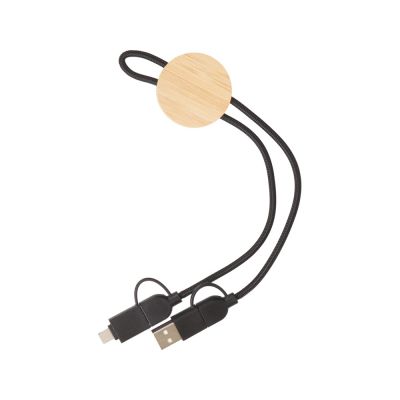 Универсальный зарядный кабель из переработанных ПЭТ и ТПЕ Acalypha, быстрая зарядка 25 Вт, черный-2