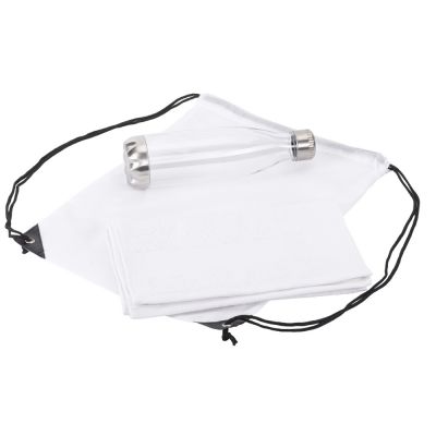 Спортивный набор с бутылкой и полотенцем Beginner, белый-2