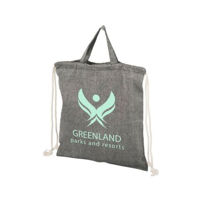 Рюкзак со шнурком Pheebs из 150 г/м2 переработанного хлопка, черный меланж-4