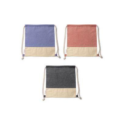 Рюкзак-мешок LUANDA из переработанного хлопка, натуральный/красный-3