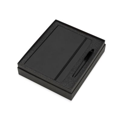 Подарочный набор Vision Pro soft-touch с ручкой и блокнотом А5, черный-1