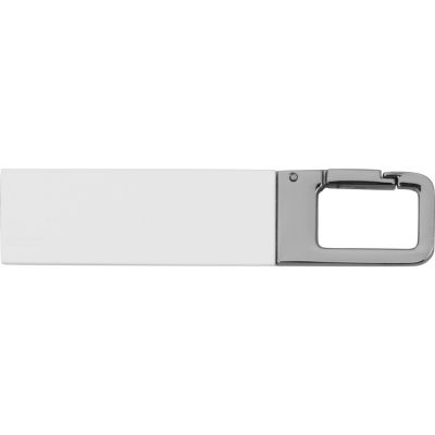 Флеш-карта USB 2.0 16 Gb с карабином Hook, белый/серебристый-1