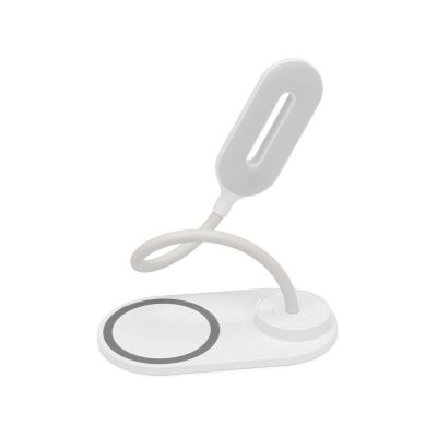 Настольный светильник с беспроводной зарядкой Flamp, белый-1