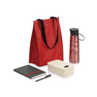 Подарочный набор с блокнотом, ручкой, ланчбоксом и бутылкой для воды Breaktime,красный