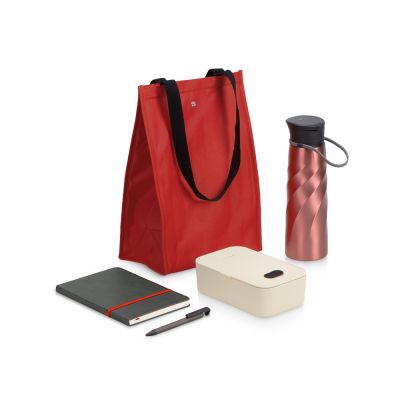 Подарочный набор с блокнотом, ручкой, ланчбоксом и бутылкой для воды Breaktime,красный-0
