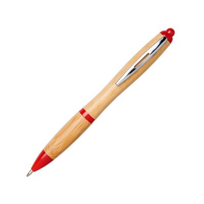 Шариковая ручка Nash из бамбука, натуральный/красный-0