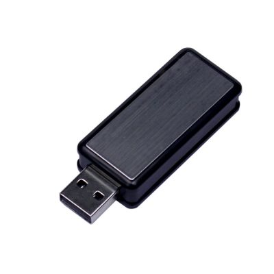 USB-флешка промо на 64 Гб прямоугольной формы, выдвижной механизм, черный-0