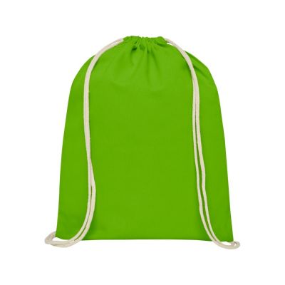 Рюкзак со шнурком Oregon хлопка плотностью 140 г/м2, лайм-1