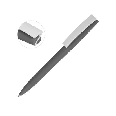 Ручка пластиковая soft-touch шариковая Zorro, серый/белый-0
