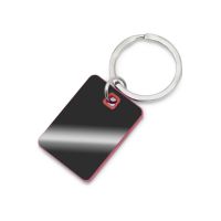 Металлический брелок с пластиковой цветной вставкой SteelPop Rct, серебристый с красным