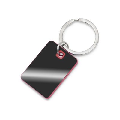 Металлический брелок с пластиковой цветной вставкой SteelPop Rct, серебристый с красным-0