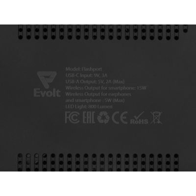 Складная зарядная станция с беспроводной зарядкой Flashport, 15 Вт, черный-11
