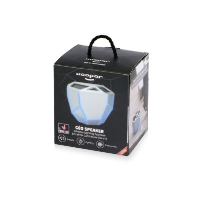 Портативная колонка Geo, серебристый + синяя подсветка-9